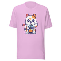 Cute Cat Boba T-Shirt Sticky Rice Market Lilac Front