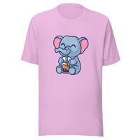 Cute Elephant Boba T-Shirt Lilac Pink Front