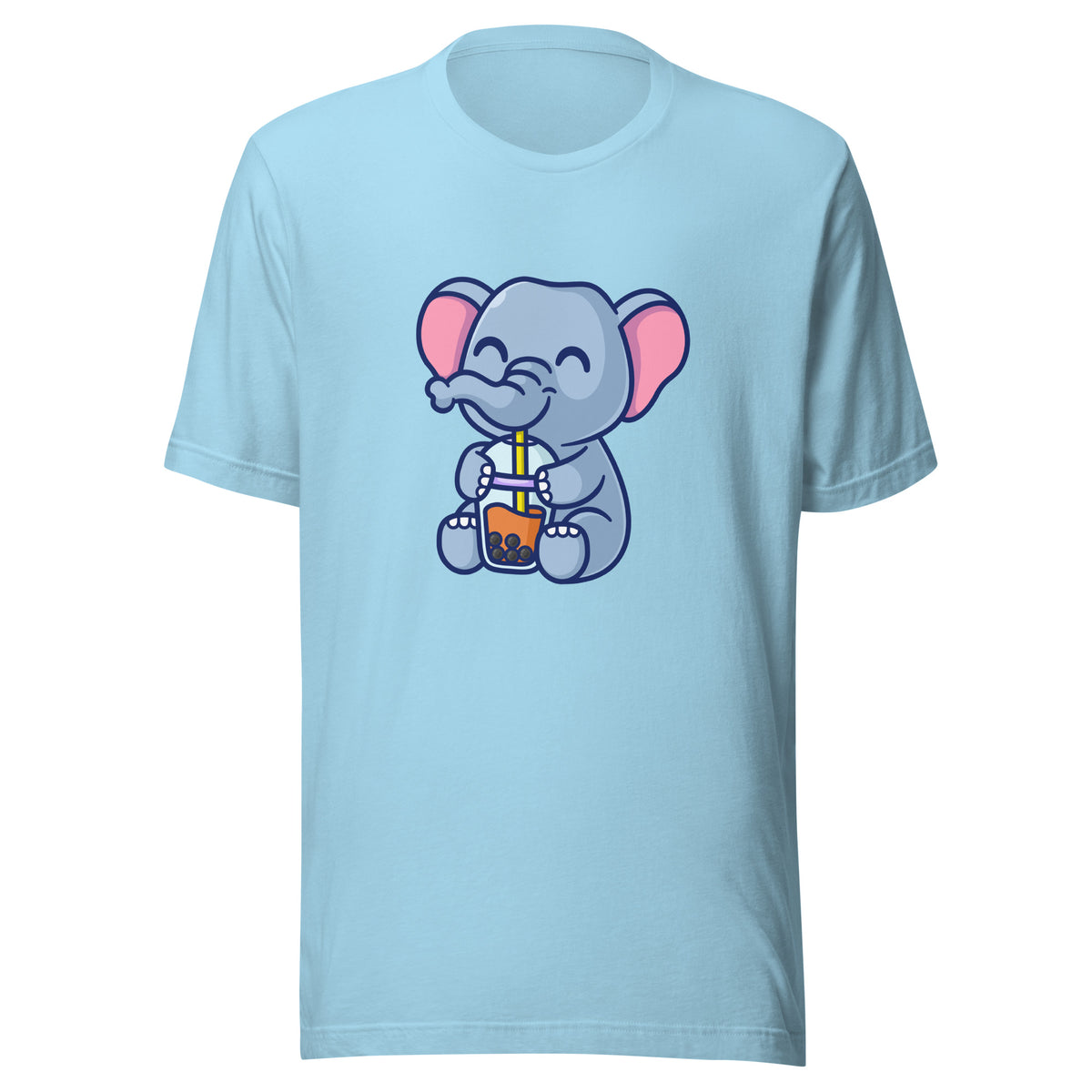 Cute Elephant Boba T-Shirt Ocean Blue Front