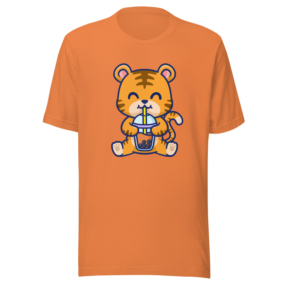 Cute Tiger Boba T-Shirt Sticky Rice Market Orange Front