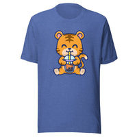 Cute Tiger Boba T-Shirt Sticky Rice Market Heather True Royal Blue Front