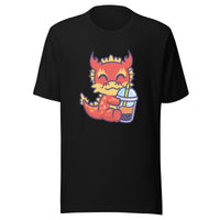 Cute Dragon Boba T-Shirt Sticky Rice Market Black Front