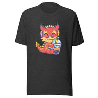 Cute Dragon Boba T-Shirt Sticky Rice Market Dark Grey Heather Front