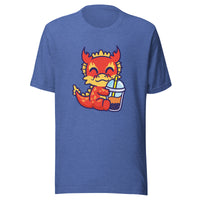 Cute Dragon Boba T-Shirt Sticky Rice Market Heather True Royal Blue Front