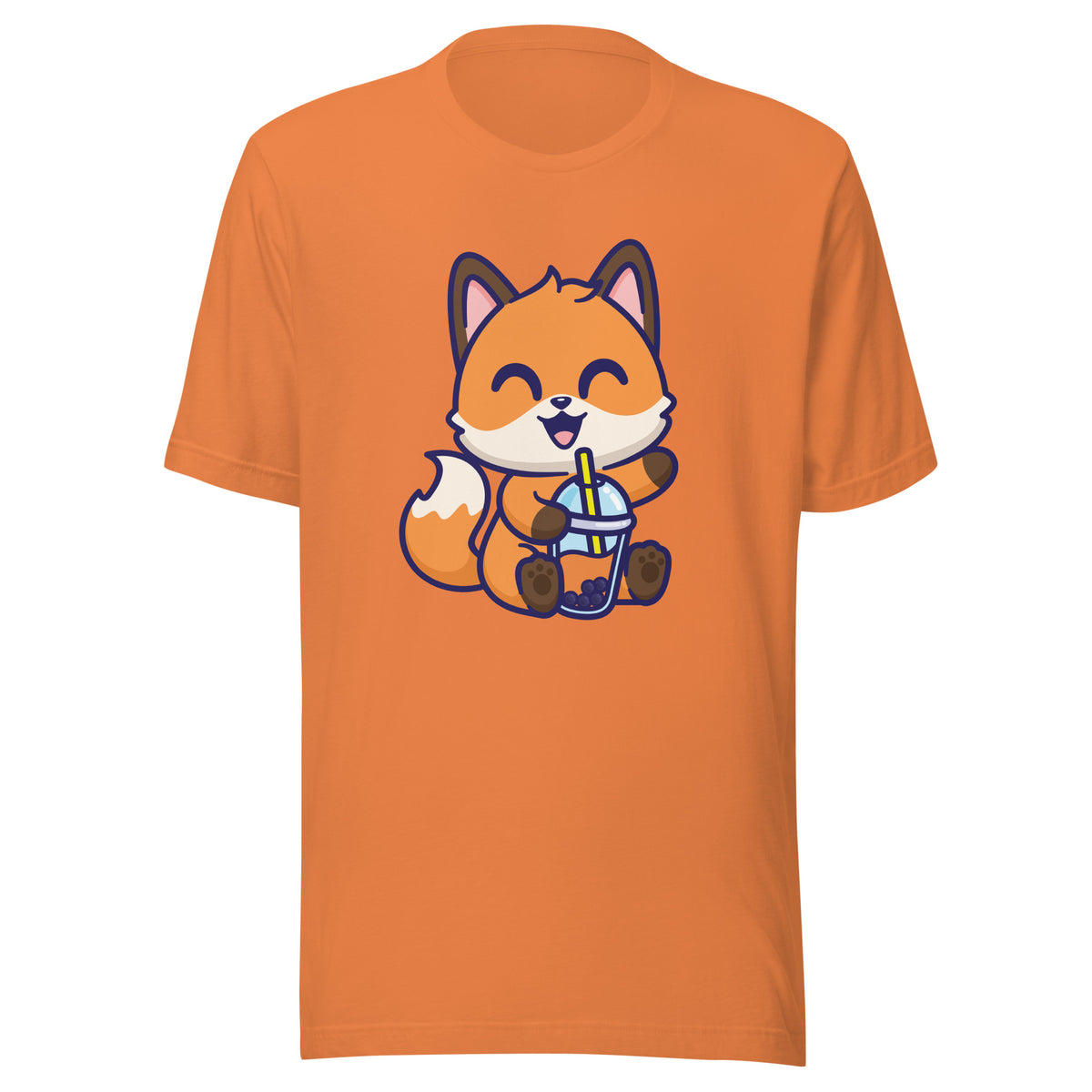 Cute Fox Boba T-Shirt Sticky Rice Market Burnt Orange Front