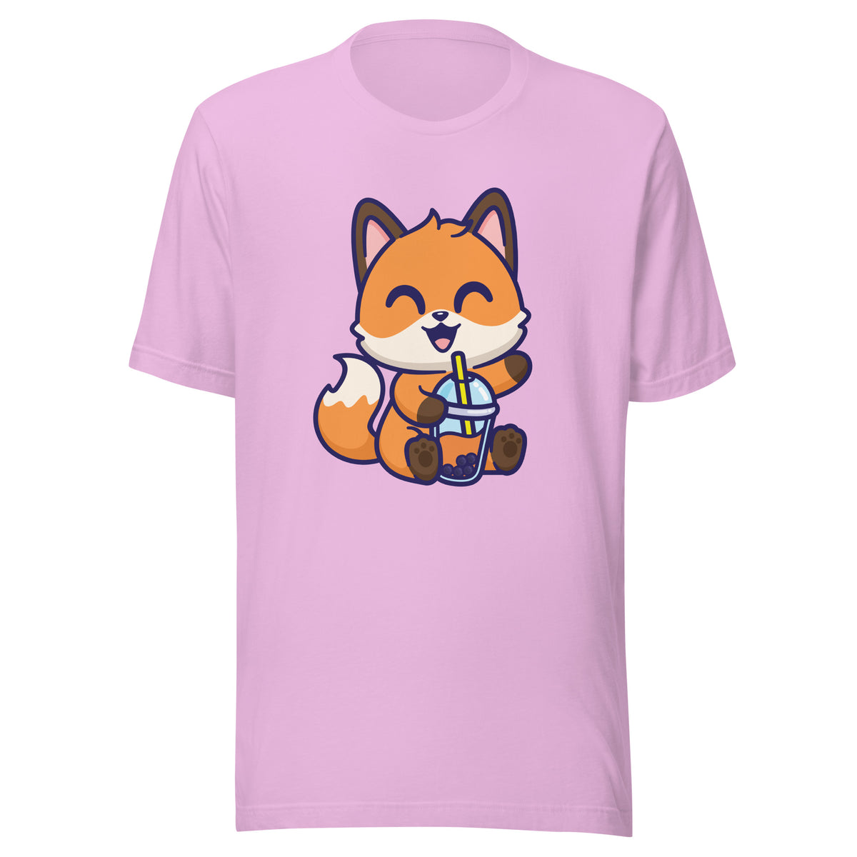 Cute Fox Boba T-Shirt Sticky Rice Market Lilac Front