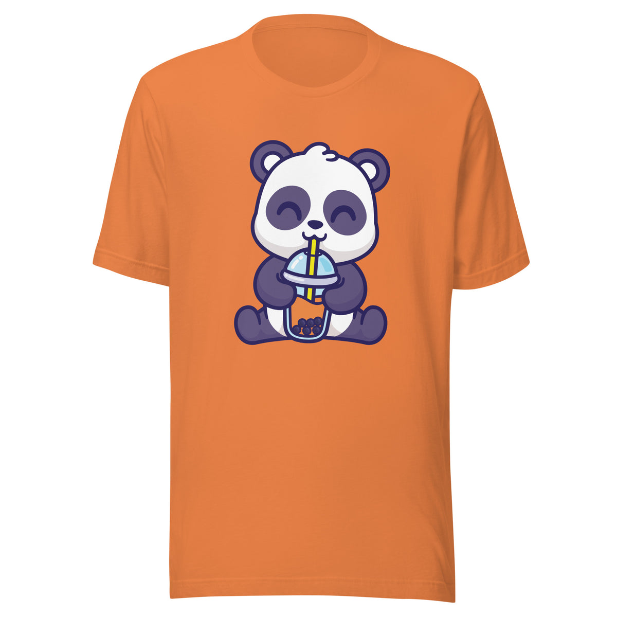 Cute Panda Boba T-Shirt Sticky Rice Market Burnt Orange Front