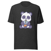 Cute Panda Boba T-Shirt Sticky Rice Market Dark Grey Heather Front