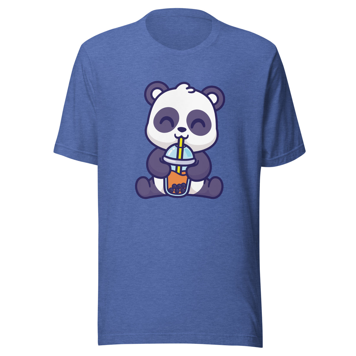 Cute Panda Boba T-Shirt Sticky Rice Market Heather True Royal Blue Front