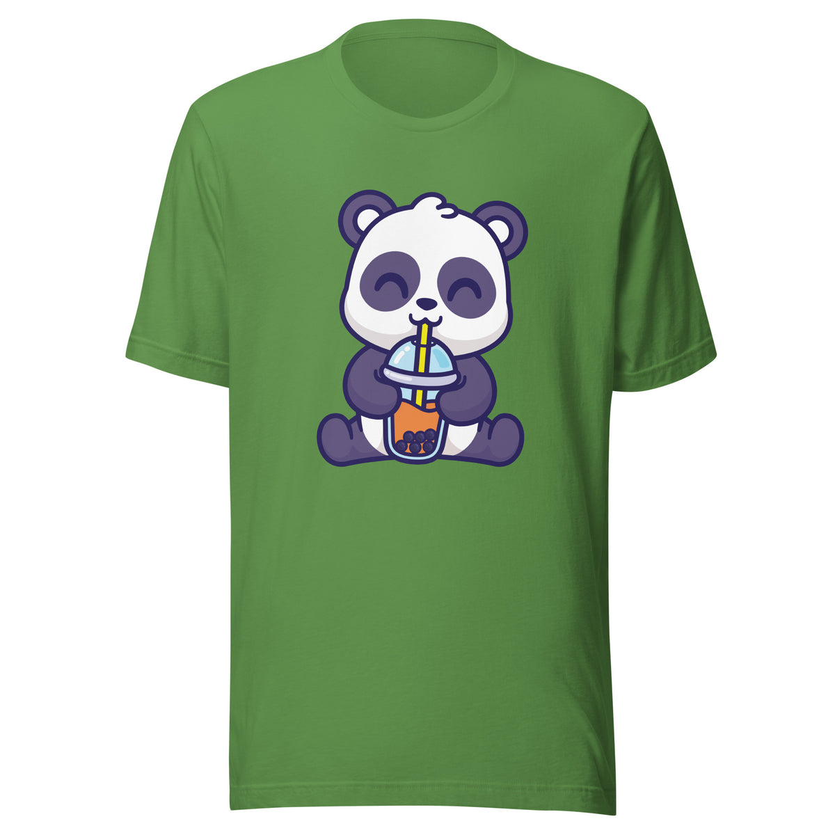 Cute Panda Boba T-Shirt Sticky Rice Market Leaf Green Front