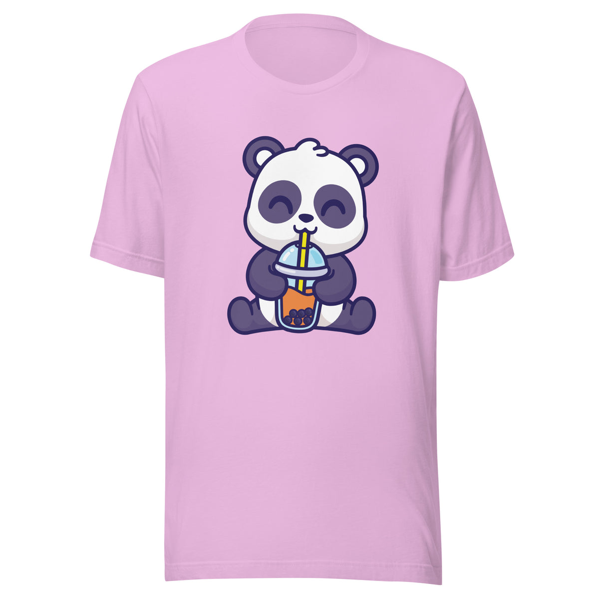 Cute Panda Boba T-Shirt Sticky Rice Market Lilac Front