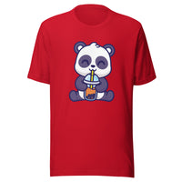 Cute Panda Boba T-Shirt Sticky Rice Market Red Front