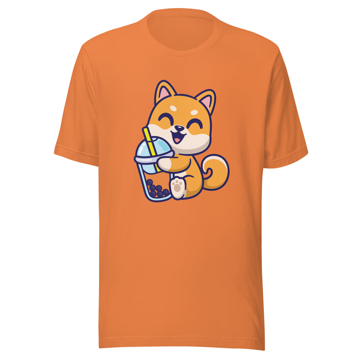 Cute Shiba Inu Boba T-Shirt Sticky Rice Market Burnt Orange Front