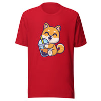 Cute Shiba Inu Boba T-Shirt Sticky Rice Market Red Front