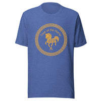 Year of the Horse T-Shirt Sticky Rice Market Heather True Royal Blue Front