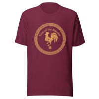 Year of the Rooster T-Shirt Sticky Rice Market Maroon Front